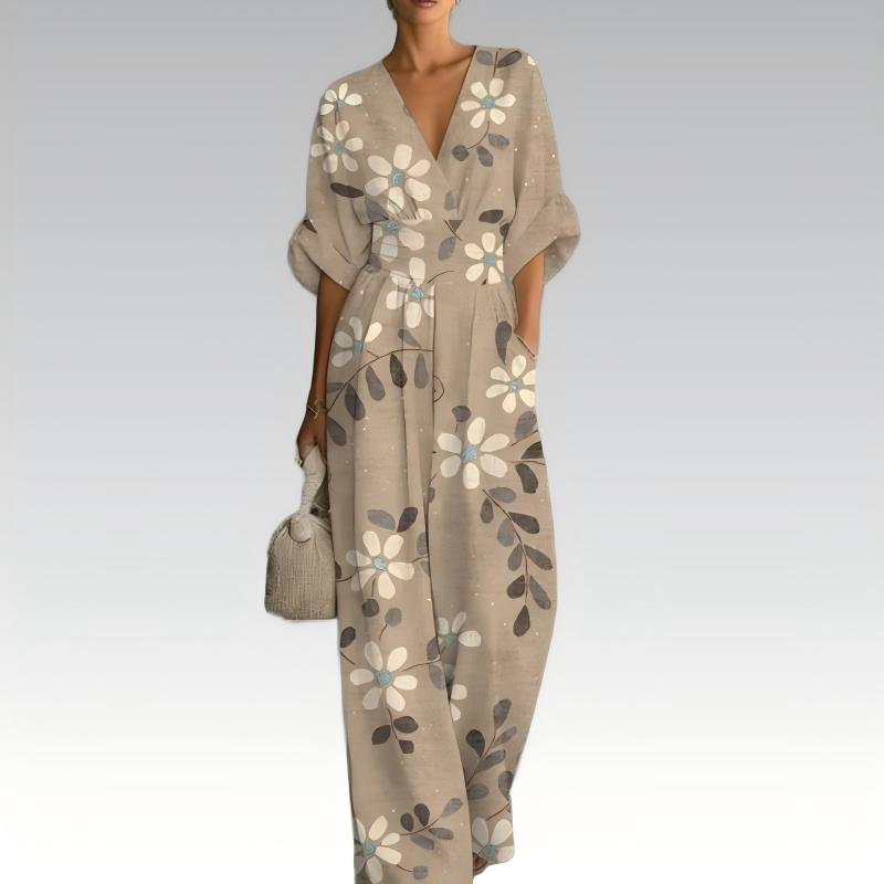 ⌛Limited-time offer-Women's Elegant V-Neck Printed Jumpsuit