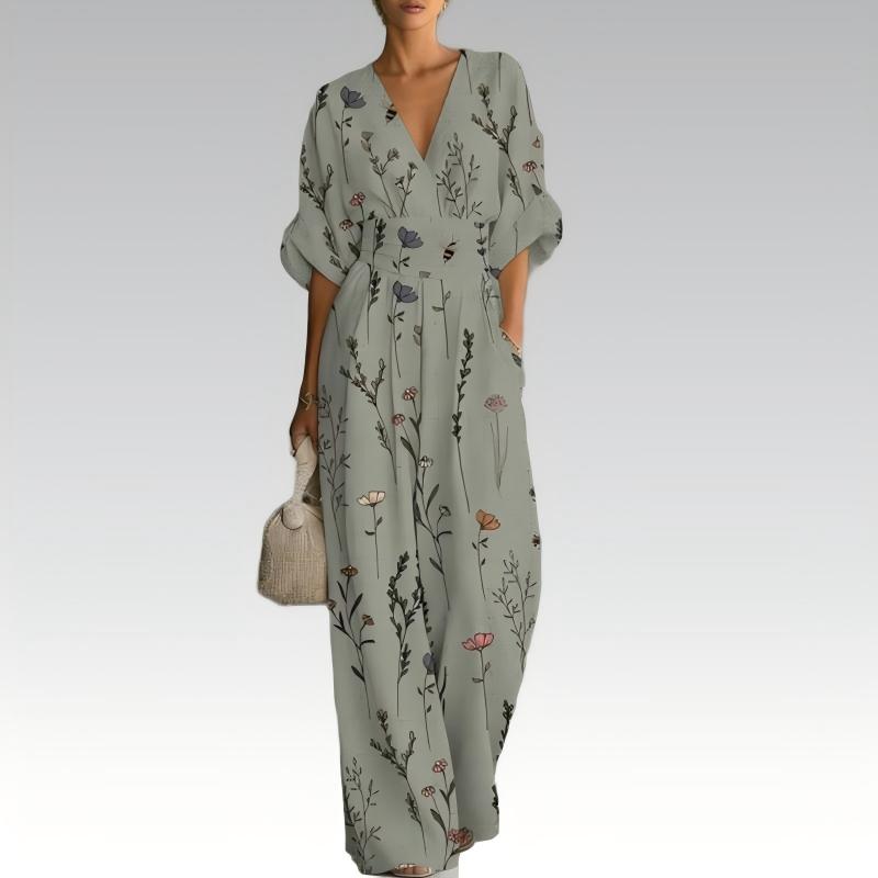 ⌛Limited-time offer-Women's Elegant V-Neck Printed Jumpsuit
