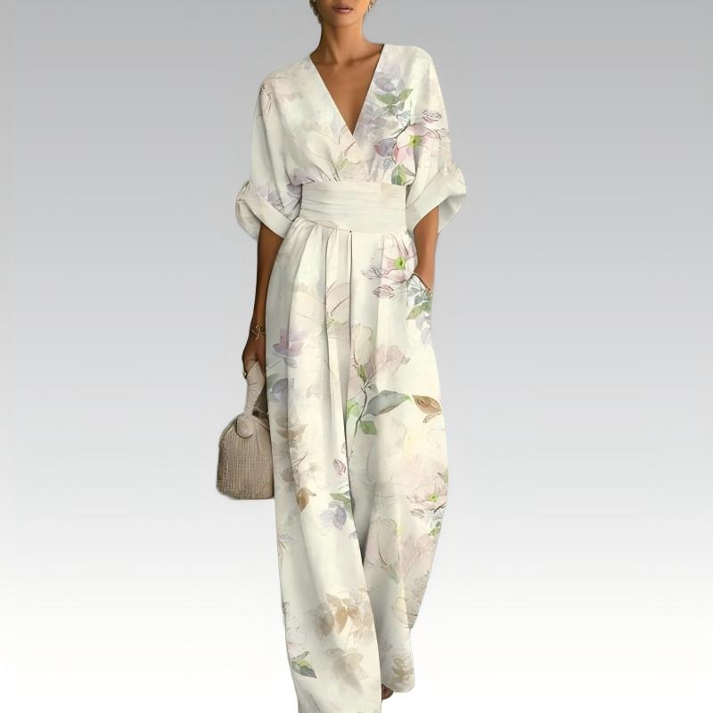⌛Limited-time offer-Women's Elegant V-Neck Printed Jumpsuit
