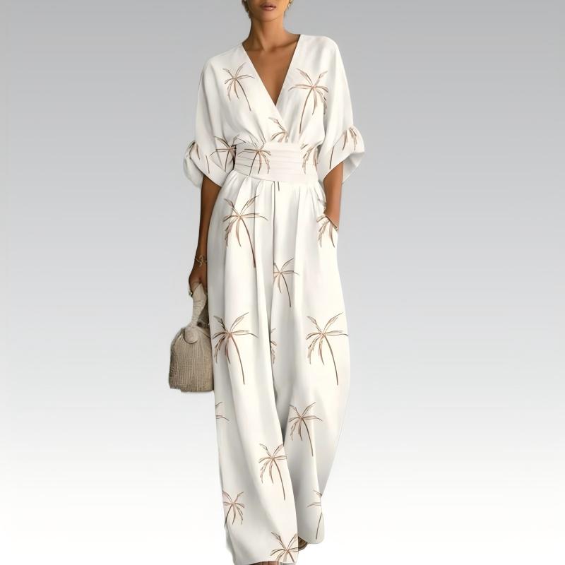 ⌛Limited-time offer-Women's Elegant V-Neck Printed Jumpsuit