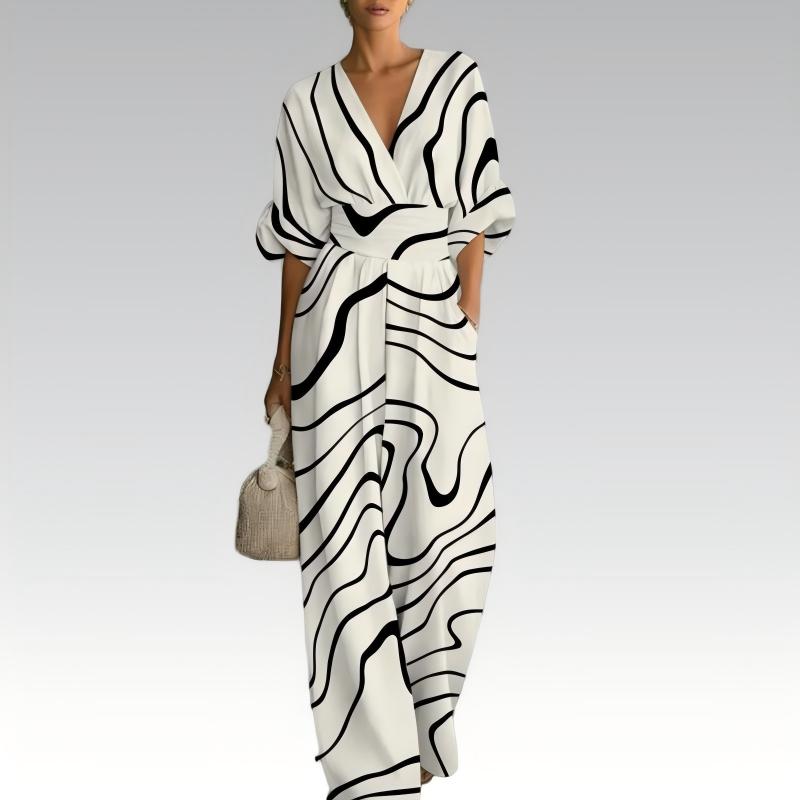 ⌛Limited-time offer-Women's Elegant V-Neck Printed Jumpsuit