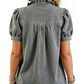 🔥Limited-time offer-Women's Ruffle Collar Denim Top