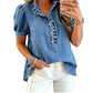 🔥Limited-time offer-Women's Ruffle Collar Denim Top