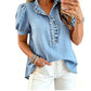 🔥Limited-time offer-Women's Ruffle Collar Denim Top