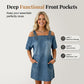⌛Limited-time offer-Women‘s Denim Dress with Adjustable Buckles and Pockets