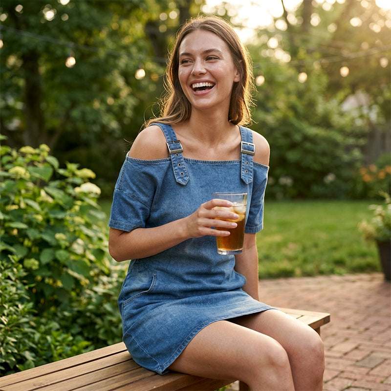 ⌛Limited-time offer-Women‘s Denim Dress with Adjustable Buckles and Pockets