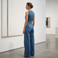 ⌛Limited-time offer-Women's Sleeveless Asymmetric Wrap Denim Jumpsuit