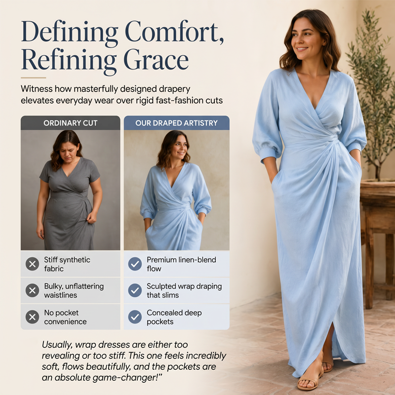 ⌛Limited-time offer-Women's Elegant V-Neck Wrap Maxi Dress