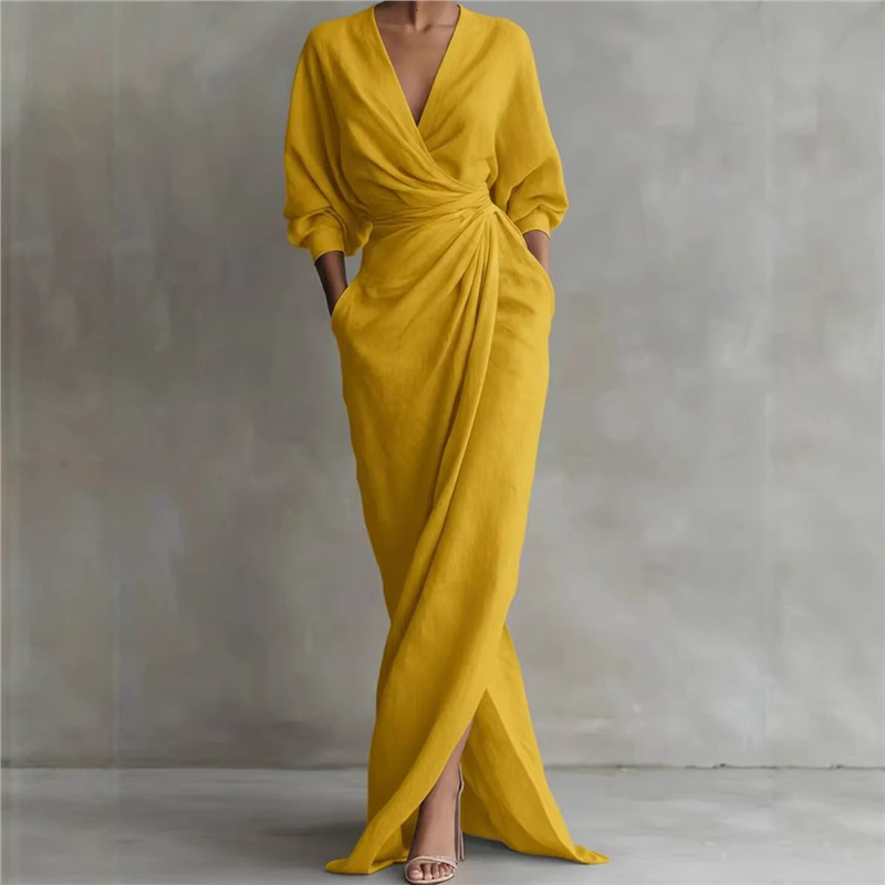 ⌛Limited-time offer-Women's Elegant V-Neck Wrap Maxi Dress