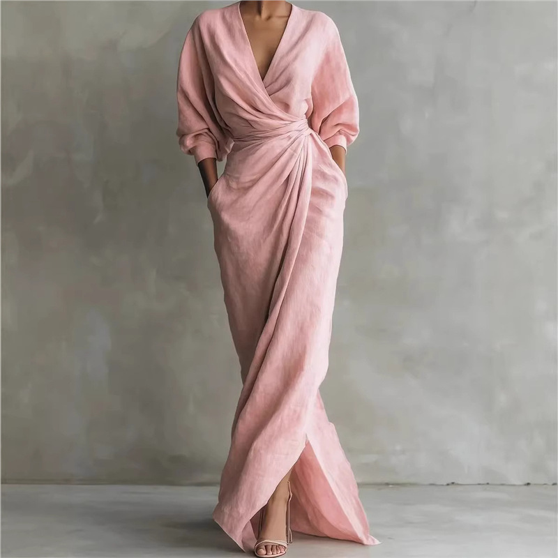 ⌛Limited-time offer-Women's Elegant V-Neck Wrap Maxi Dress