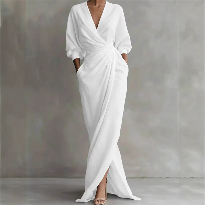 ⌛Limited-time offer-Women's Elegant V-Neck Wrap Maxi Dress