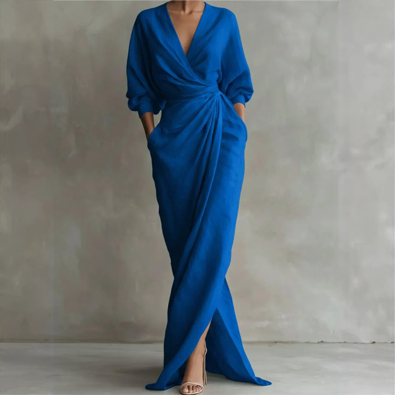 ⌛Limited-time offer-Women's Elegant V-Neck Wrap Maxi Dress