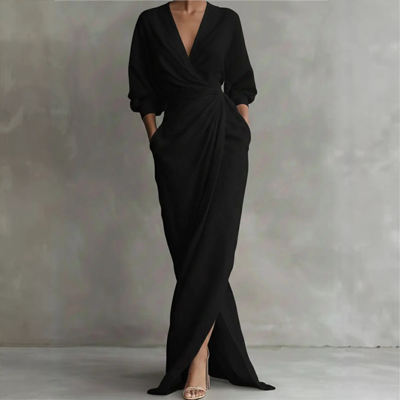 ⌛Limited-time offer-Women's Elegant V-Neck Wrap Maxi Dress