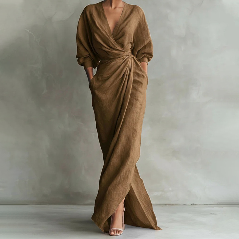 ⌛Limited-time offer-Women's Elegant V-Neck Wrap Maxi Dress
