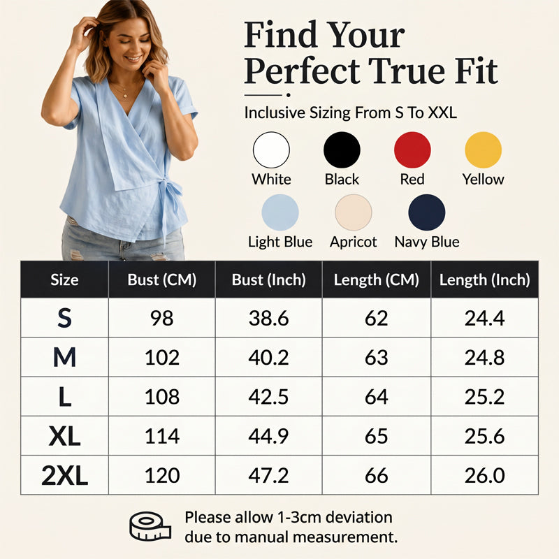 💥50% off on the last day-Women's Short Sleeve V-Neck Tie-Waist Top