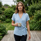 💥50% off on the last day-Women's Short Sleeve V-Neck Tie-Waist Top