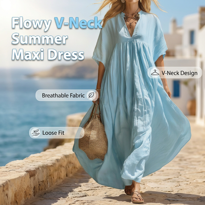 💥50% off on the last day-Women’s Flowy V-Neck Summer Maxi Dress