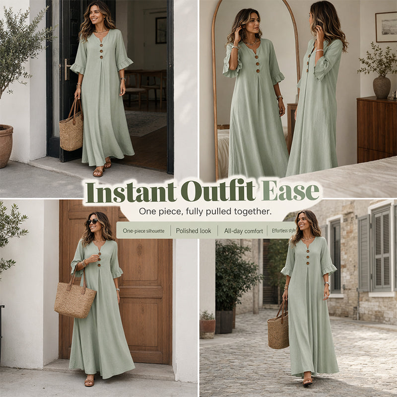 Women’s V Neck Loose Maxi Dress
