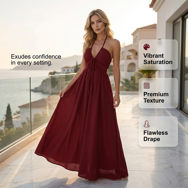 Women's Halter Neck Backless Maxi Dress