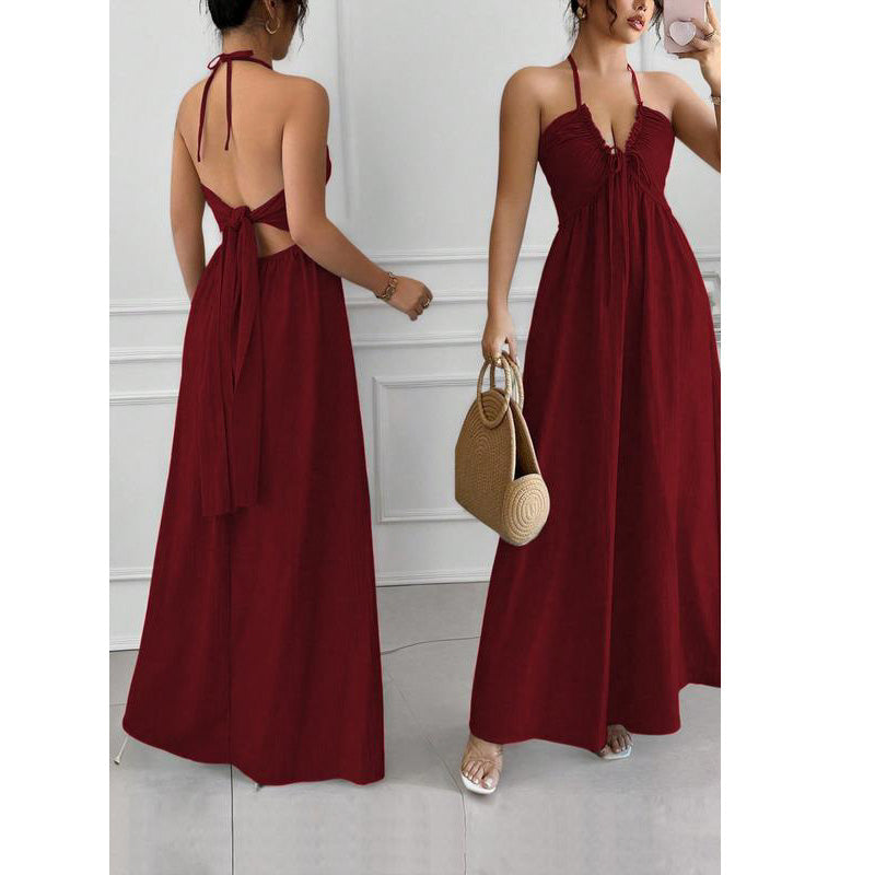 Women's Halter Neck Backless Maxi Dress