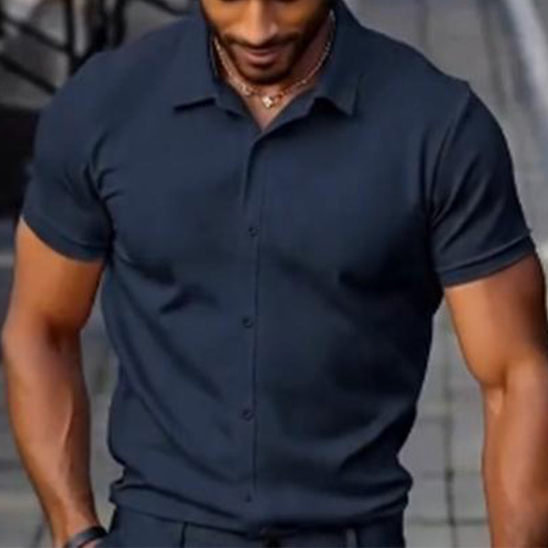 Men's Casual Short Sleeve Button Down Shirt