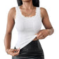 Women's Slim Fit Sleeveless Top Ribbed Cami with Built-in Cups and Lace