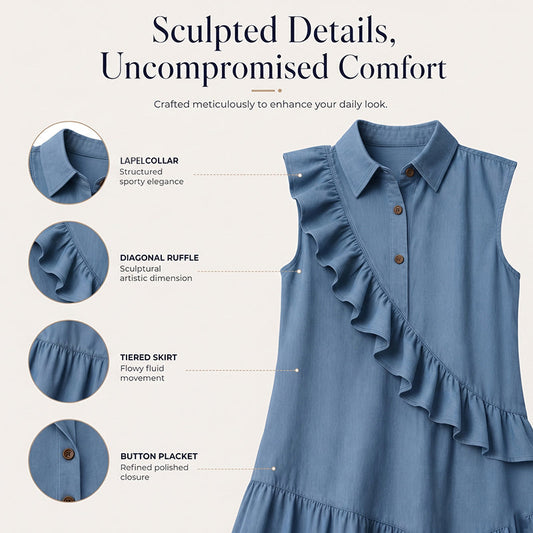 Women's Summer Sleeveless Dress with Front Ruffle