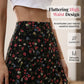 Women Floral High Waist Ruffle Split Midi Skirt for Summer Holiday
