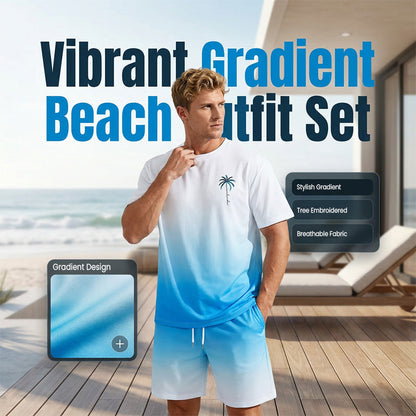 Men's Gradient Short Sleeve and Shorts Set