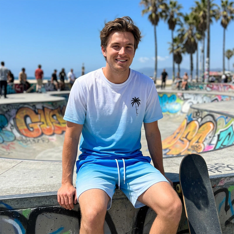 Men's Gradient Short Sleeve and Shorts Set