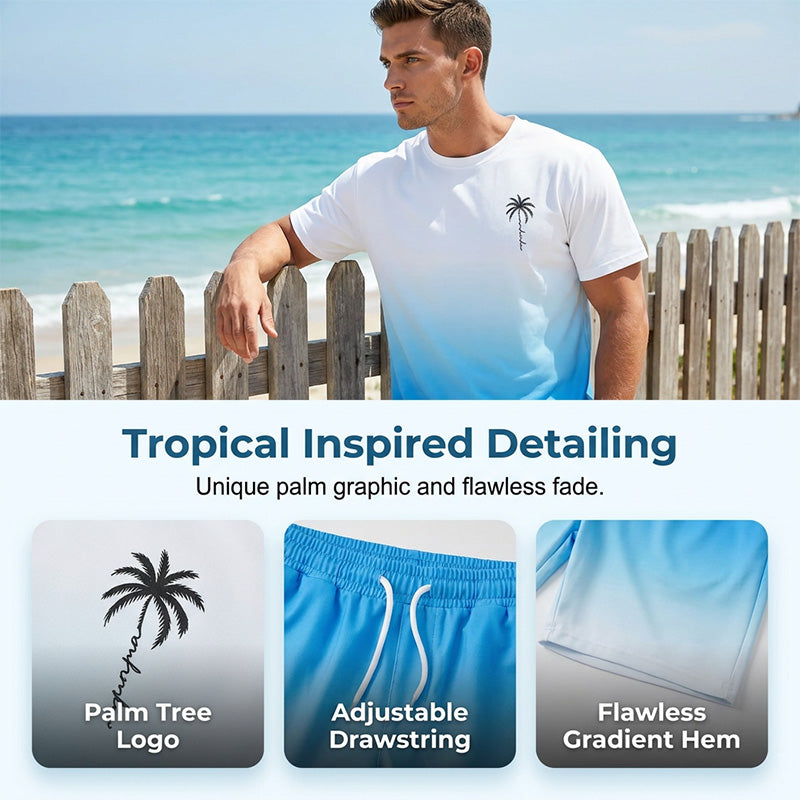 Men's Gradient Short Sleeve and Shorts Set