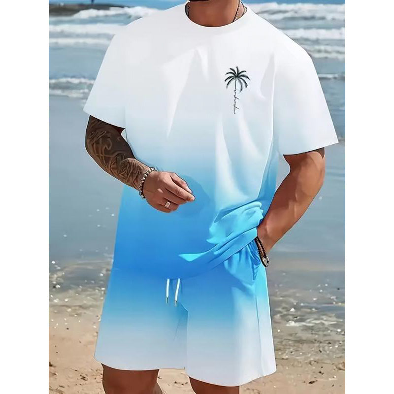 Men's Gradient Short Sleeve and Shorts Set