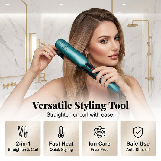 👍LAST WEEK SALE -Up to 50% OFF💇‍♀️2-in-1 Hair Straightener and Curler with Negative Ionic Care