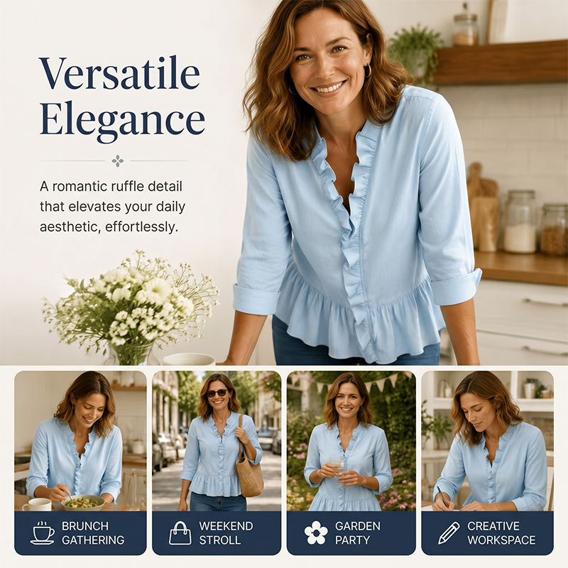 Women's Elegant Ruffled V-Neck Top