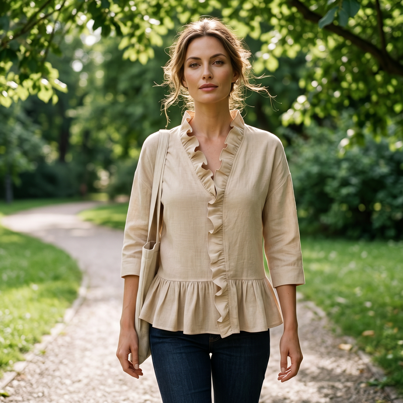 Women's Elegant Ruffled V-Neck Top