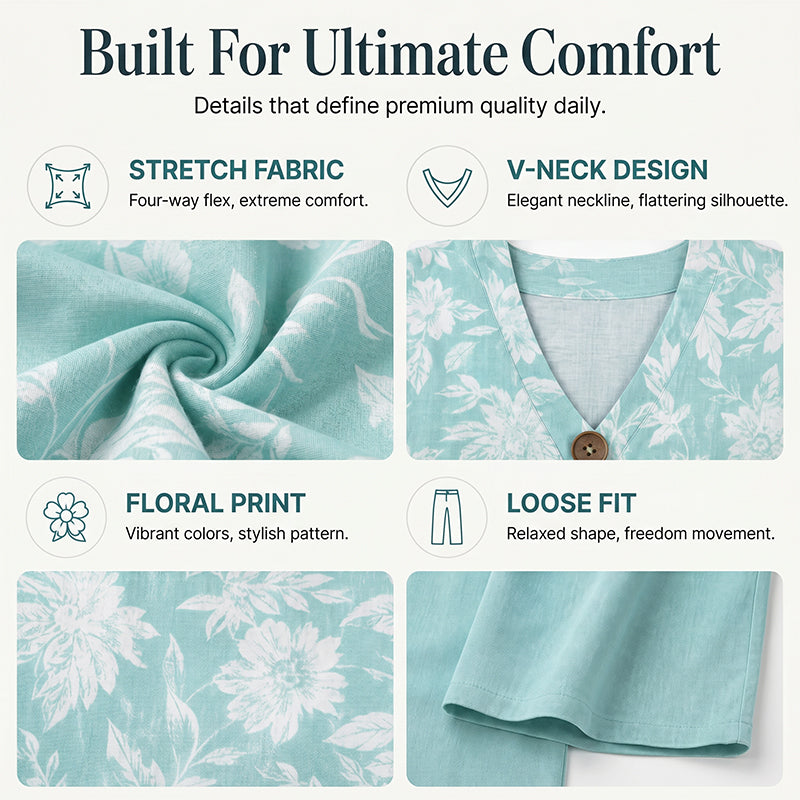 Women's Casual V-Neck 2-Piece Set