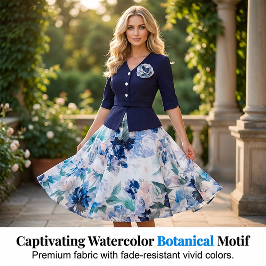 Women's Elegant Half-Sleeve Floral Dress