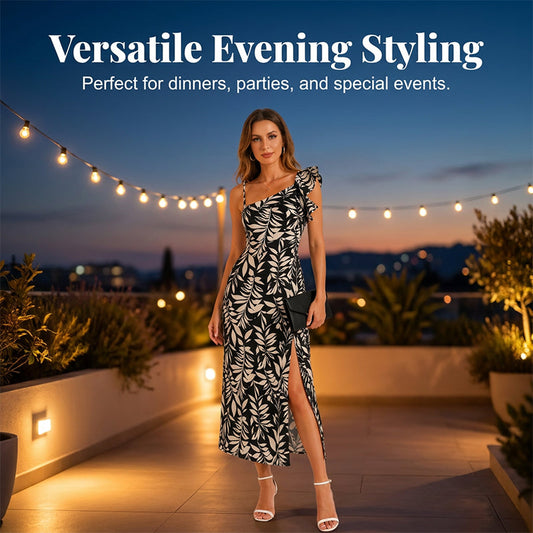 Women Summer Backless Midi Dress with Side Split
