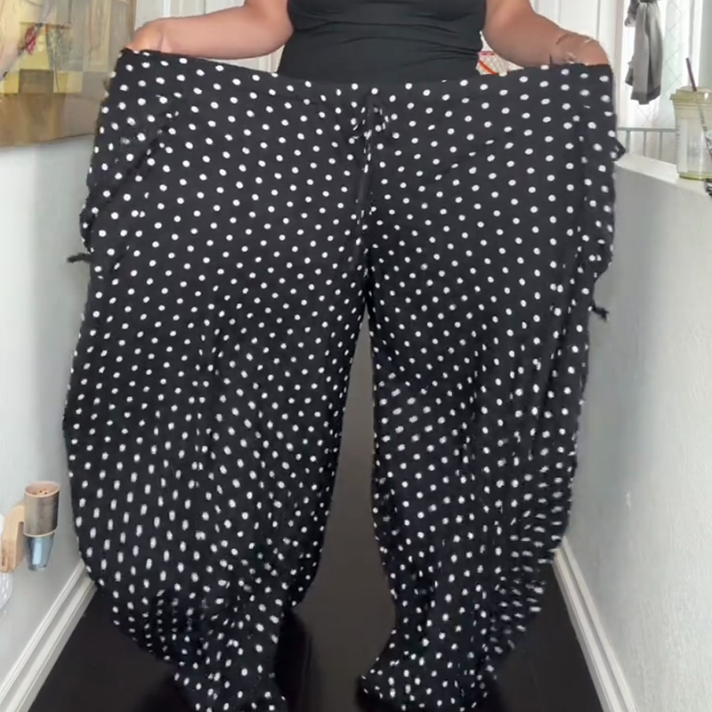 Women's Casual Wide Leg Polka Dot Pants