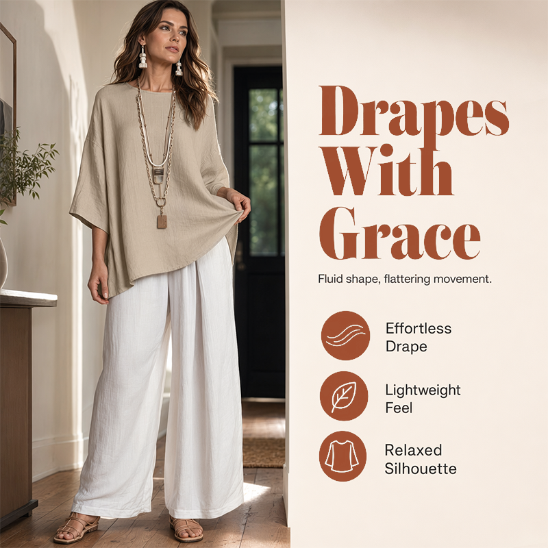 Women's Loose Top & Wide-Leg Pants 2-Piece Set