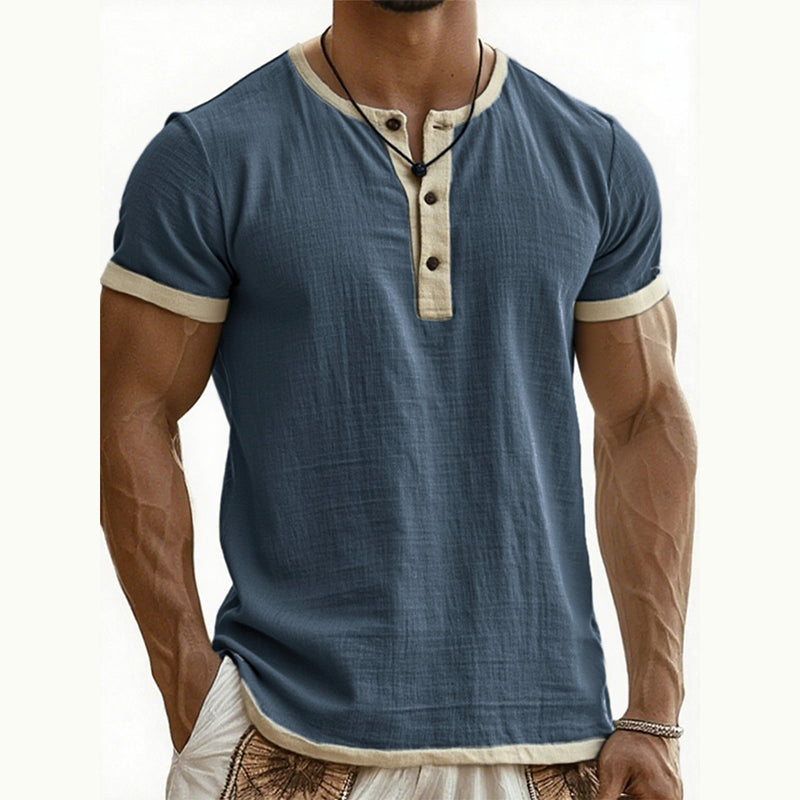 Men's Short Sleeve Breathable Henley Shirt