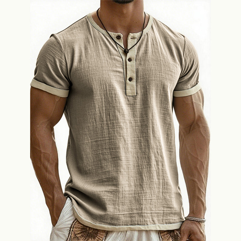 Men's Short Sleeve Breathable Henley Shirt