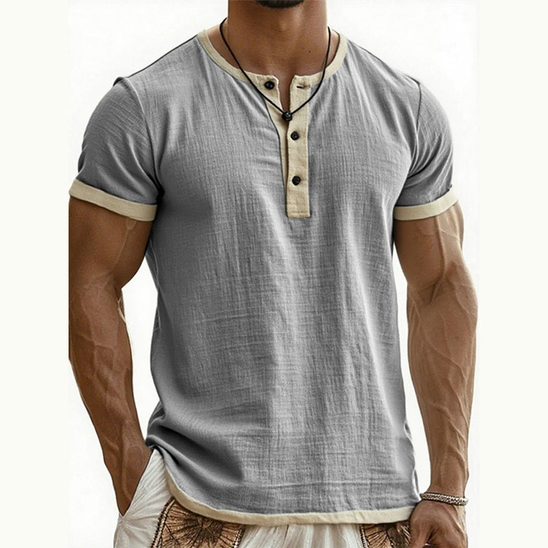 Men's Short Sleeve Breathable Henley Shirt