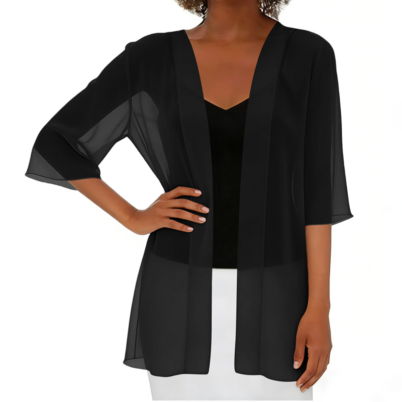 Women's Chiffon Open Front Cardigan Loose