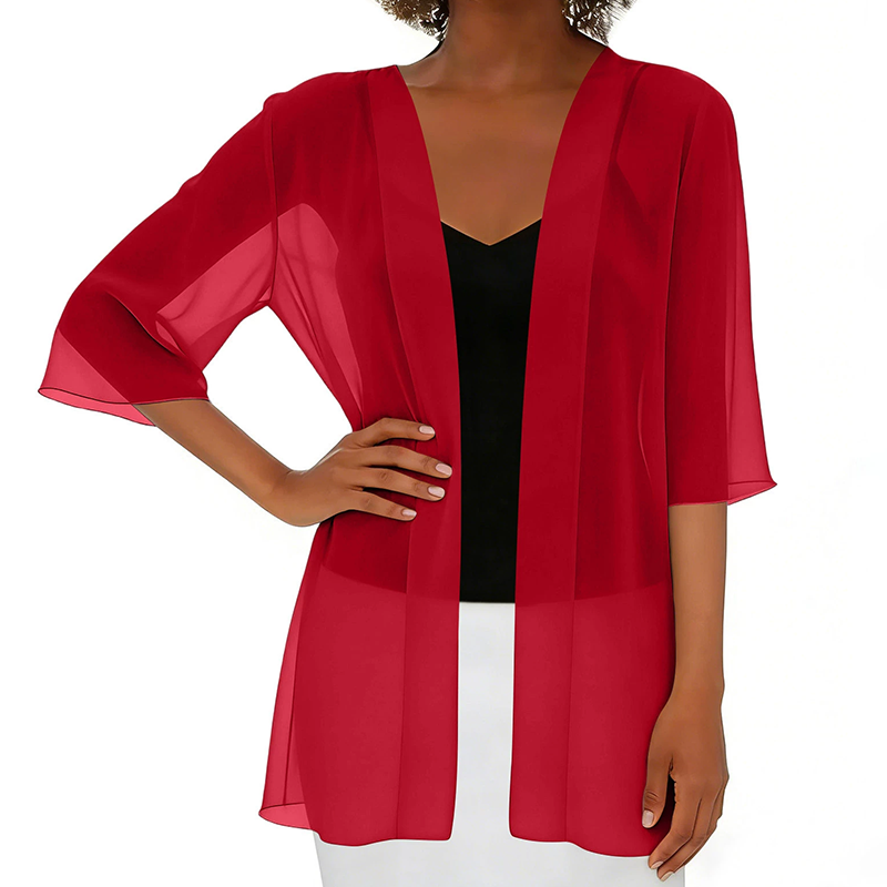 Women's Chiffon Open Front Cardigan Loose