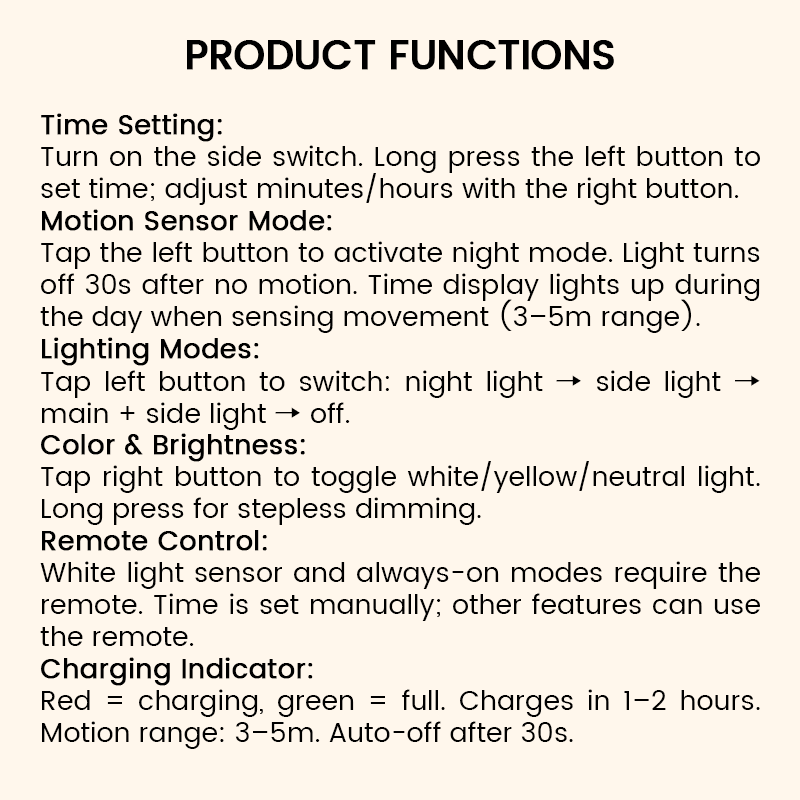 Smart LED Clock Night Light with Motion Sensor