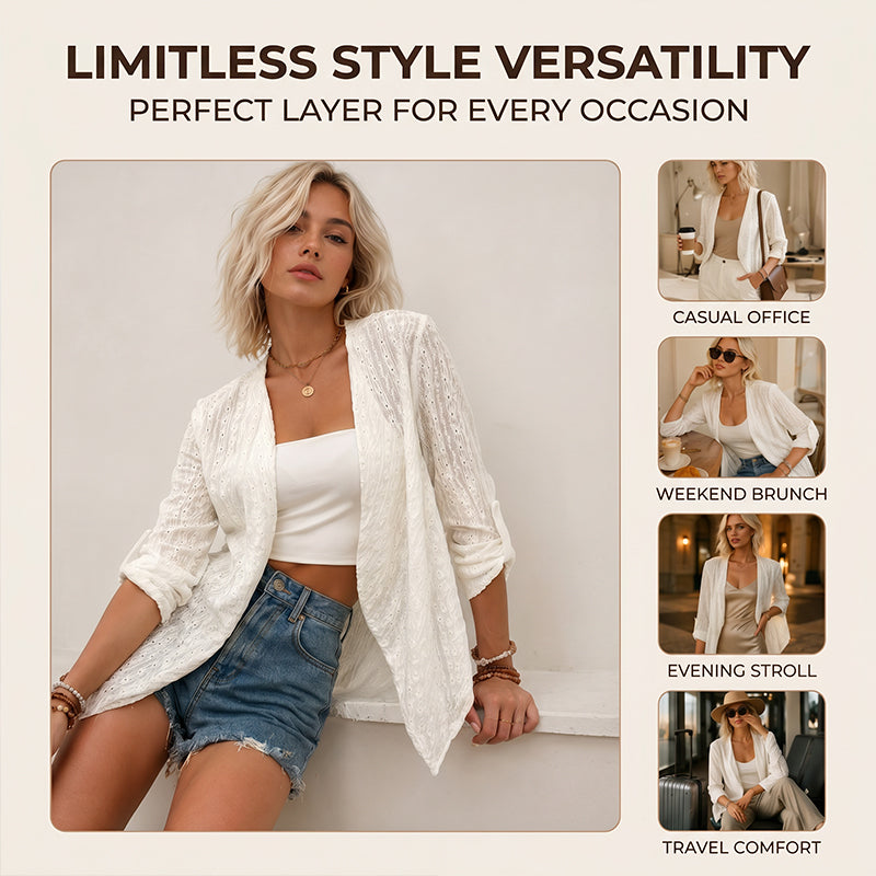🌸Summer Specials-Women's Casual Textured Open Front Cardigan