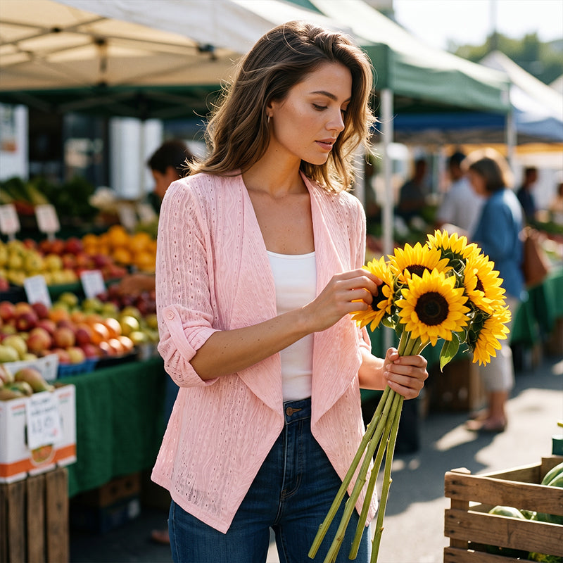🌸Summer Specials-Women's Casual Textured Open Front Cardigan