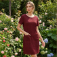 Women's Round Neck Textured Knee-Length Dress