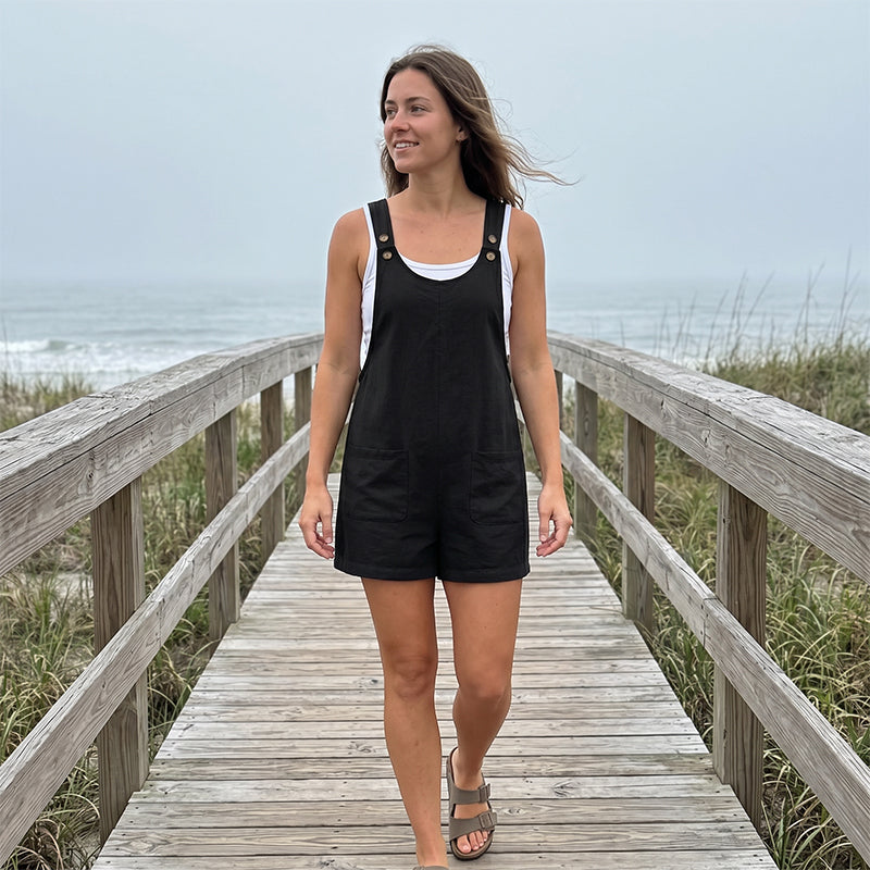 Women's Relaxed-Fit Casual Short Overalls